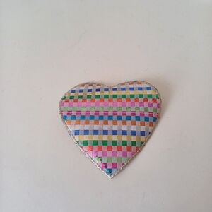 Iron-on Embroidered Square Rainbow Heart Patch 2 3/4"